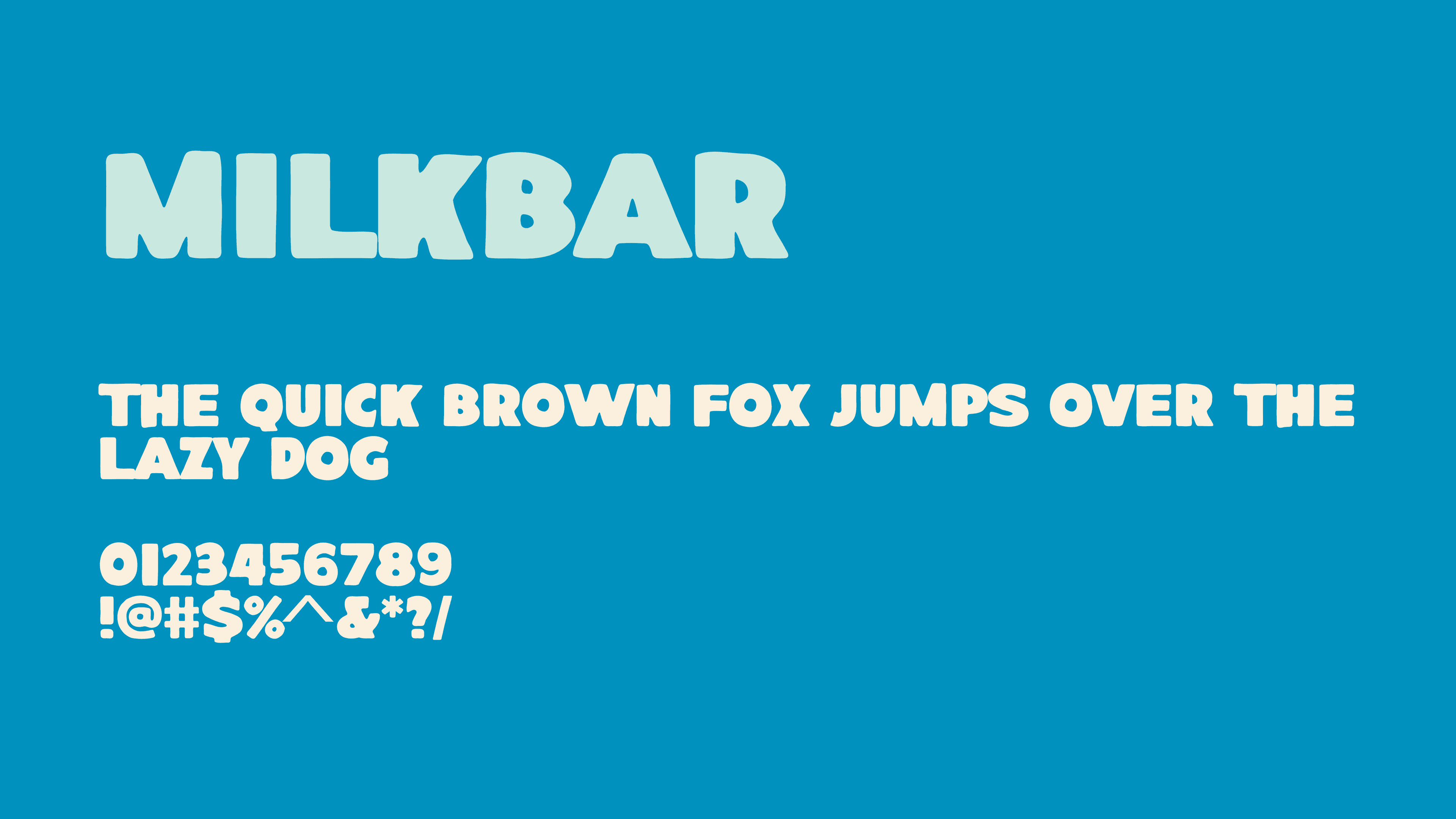 Milkbar type specimen