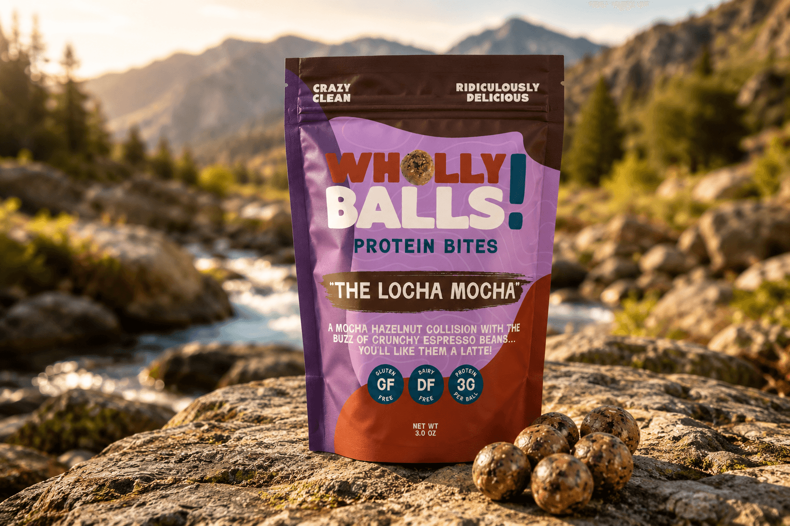 Wholly Balls packaging mockup exploration